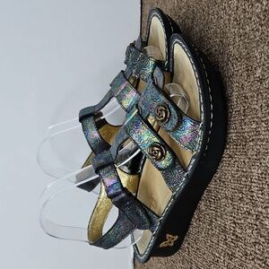 Alegria Kleo Abalone Rose Leather Gladiator Sandals Women 38 US 8 Comfort Shoes